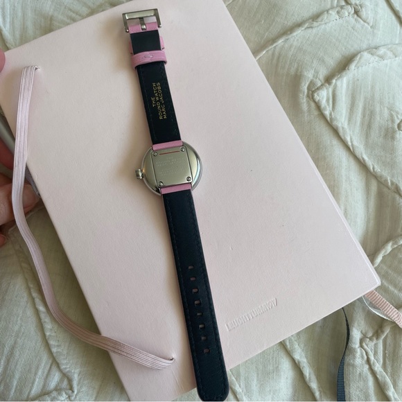 Marc Jacobs The Round Watch 32mm Pink Leather Band Iridescent Watch Face - Picture 10 of 13